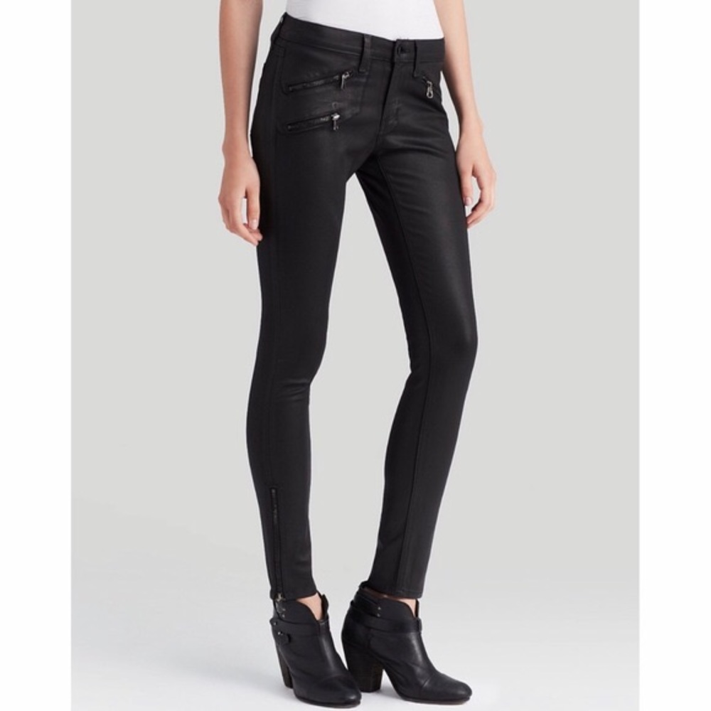 Rag & Bone Coated Zipper Skinny Jeans